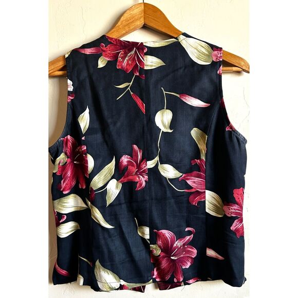Tommy Bahama | Vintage Hawaiian Floral Silk Vest Women's Size Medium - Picture 2 of 7
